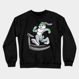 Bunny at fitness on a treadmill Crewneck Sweatshirt